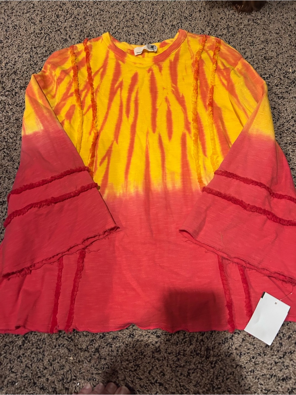 Everleigh M orange yellow boho tie-dye flared sleeve gorgeous sample piece